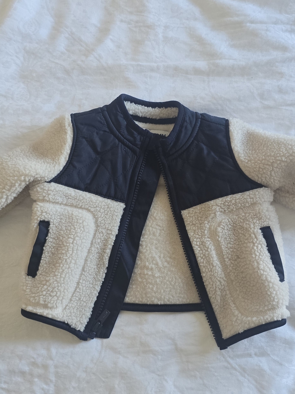 Old Navy Cream and Navy Sherpa Jacket